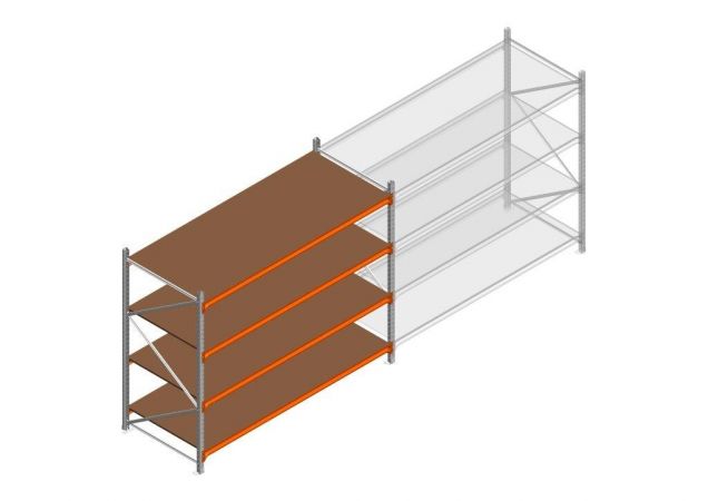 Beginsectie grootvakstelling MP 2000x2400x1000mm hxbxd 4 niveaus  RAL2004/Verzinkt 265kg