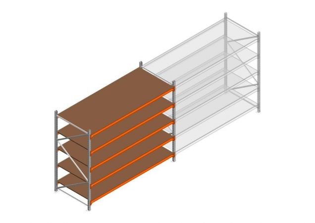 Beginsectie grootvakstelling MP 2000x2400x1000mm hxbxd 5 niveaus  RAL2004/Verzinkt 265kg