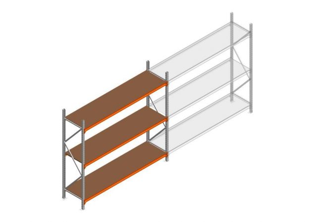 Beginsectie grootvakstelling MP 2250x2400x600mm hxbxd 3 niveaus  RAL2004/Verzinkt 265kg