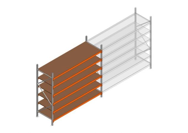 Beginsectie grootvakstelling MP 2250x2400x800mm hxbxd 6 niveaus  RAL2004/Verzinkt 265kg