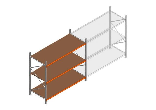 Beginsectie grootvakstelling MP 2250x2400x1000mm hxbxd 3 niveaus  RAL2004/Verzinkt 265kg