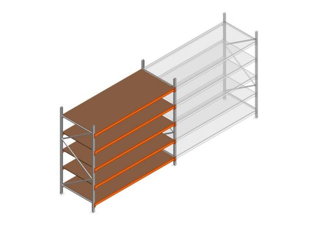 Beginsectie grootvakstelling MP 2250x2400x1000mm hxbxd 5 niveaus  RAL2004/Verzinkt 265kg