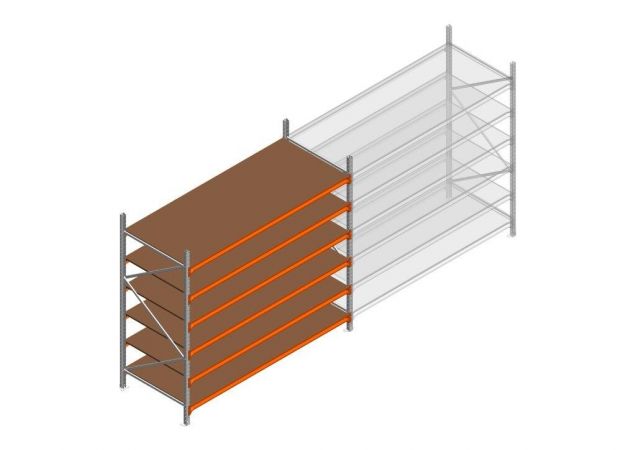 Beginsectie grootvakstelling MP 2250x2400x1000mm hxbxd 6 niveaus  RAL2004/Verzinkt 265kg