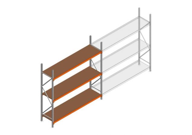 Beginsectie grootvakstelling MP 2500x2400x600mm hxbxd 3 niveaus  RAL2004/Verzinkt 265kg