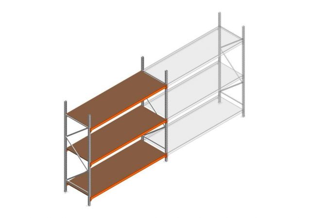 Beginsectie grootvakstelling MP 2500x2400x800mm hxbxd 3 niveaus  RAL2004/Verzinkt 265kg