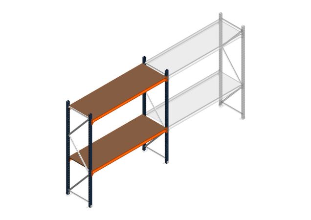 Beginsectie grootvakstelling MP 2000x1500x600mm hxbxd 2 niveaus RAL2004/5003/Verzinkt 500kg