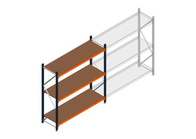 Beginsectie grootvakstelling MP 2000x1500x600mm hxbxd 3 niveaus RAL2004/5003/Verzinkt 500kg