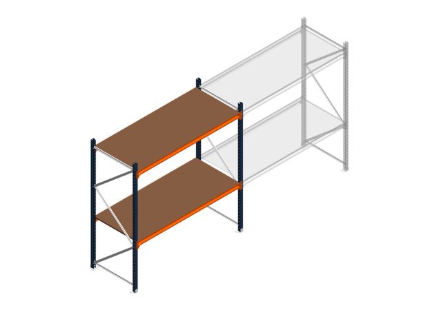 Beginsectie grootvakstelling MP 2000x1500x800mm hxbxd 2 niveaus RAL2004/5003/Verzinkt 500kg