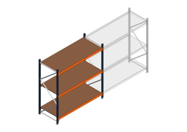Beginsectie grootvakstelling MP 2000x1850x800mm hxbxd 3 niveaus  RAL2004/5003/Verzinkt 400kg