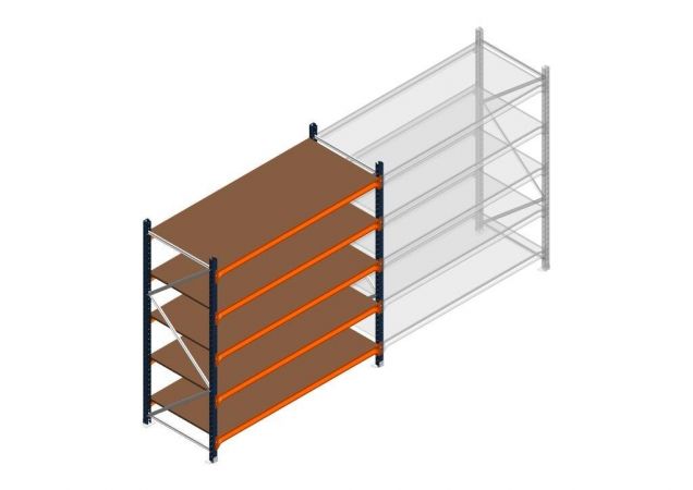 Beginsectie grootvakstelling MP 2000x1850x800mm hxbxd 5 niveaus  RAL2004/5003/Verzinkt 400kg