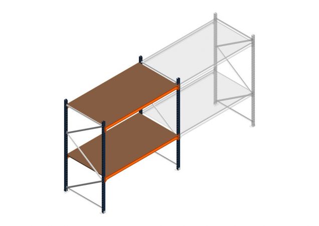 Beginsectie grootvakstelling MP 2000x1500x1000mm hxbxd 2 niveaus RAL2004/5003/Verzinkt 500kg