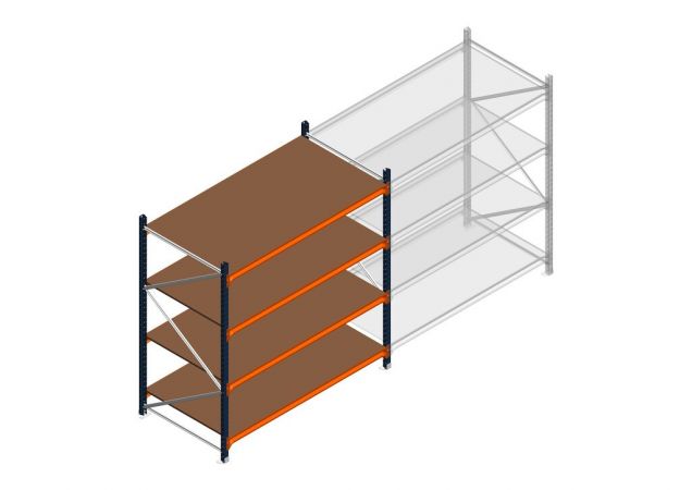 Beginsectie grootvakstelling MP 2000x1500x1000mm hxbxd 4 niveaus RAL2004/5003/Verzinkt 500kg