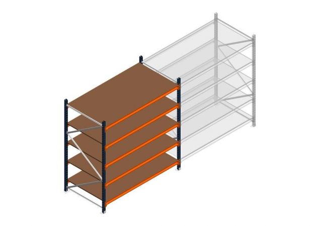 Beginsectie grootvakstelling MP 2000x1850x1000mm hxbxd 5 niveaus  RAL2004/5003/Verzinkt 400kg