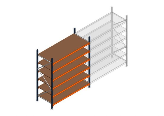 Beginsectie grootvakstelling MP 2250x1500x800mm hxbxd 6 niveaus RAL2004/5003/Verzinkt 500kg