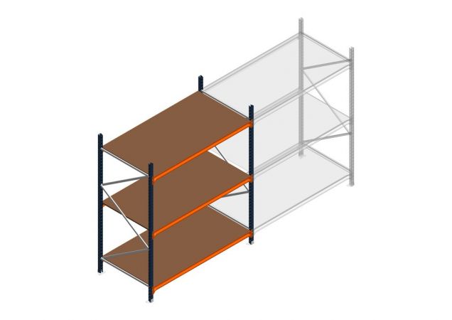 Beginsectie grootvakstelling MP 2250x1500x1000mm hxbxd 3 niveaus RAL2004/5003/Verzinkt 500kg