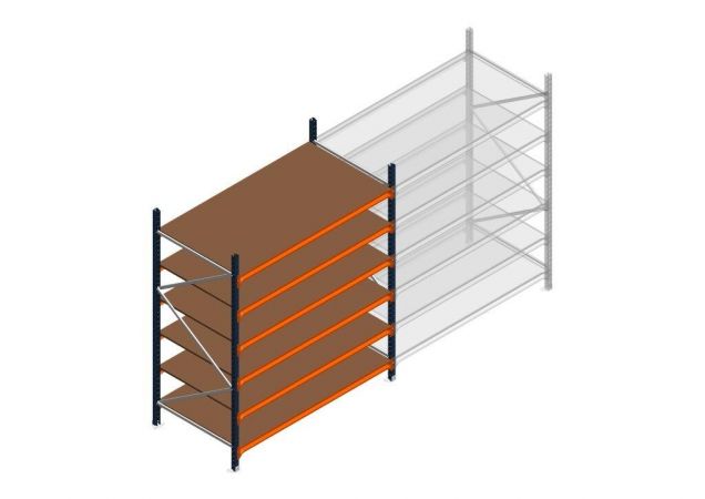 Beginsectie grootvakstelling MP 2250x1850x1000mm hxbxd 6 niveaus  RAL2004/5003/Verzinkt 400kg