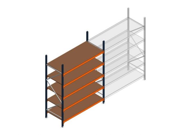 Beginsectie grootvakstelling MP 2500x1850x800mm hxbxd 5 niveaus  RAL2004/5003/Verzinkt 400kg