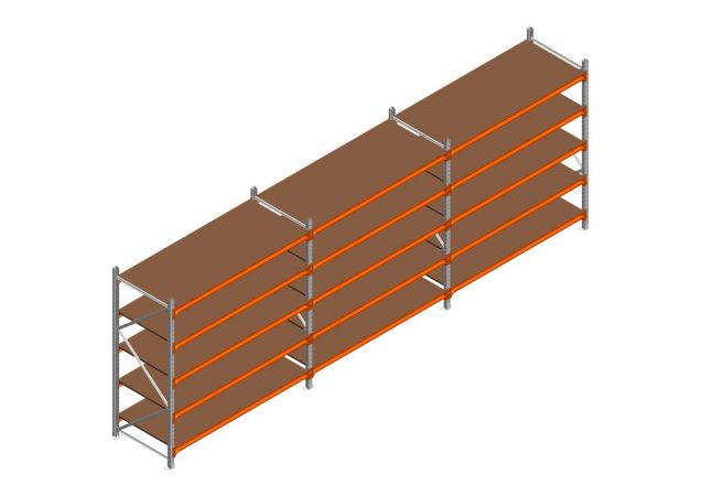 Voordeelrij MP Grootvakstelling 2000x4700x800 hxbxd 5 niveaus RAL2004/Verzinkt 500kg