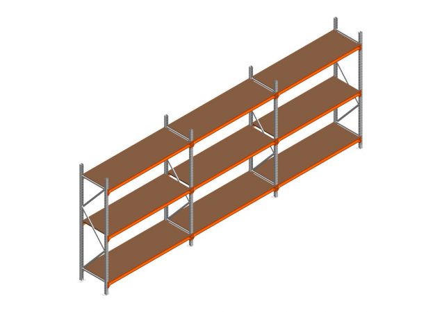 Voordeelrij MP Grootvakstelling 2250x4700x600 hxbxd 3 niveaus RAL2004/Verzinkt 500kg