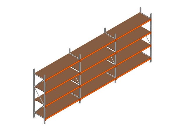 Voordeelrij MP Grootvakstelling 2250x4700x600 hxbxd 4 niveaus RAL2004/Verzinkt 500kg