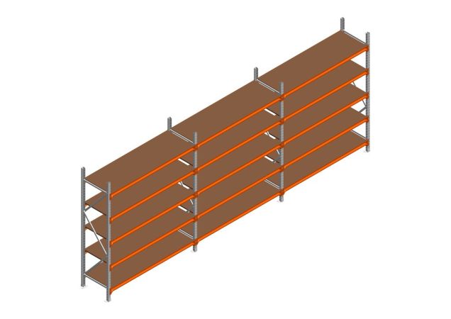Voordeelrij MP Grootvakstelling 2250x4700x600 hxbxd 5 niveaus RAL2004/Verzinkt 500kg