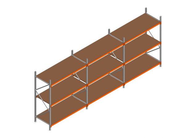 Voordeelrij MP Grootvakstelling 2250x4700x800 hxbxd 3 niveaus RAL2004/Verzinkt 500kg