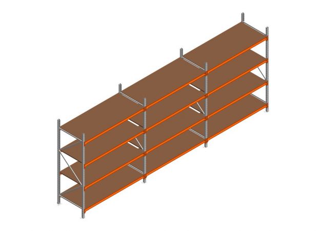 Voordeelrij MP Grootvakstelling 2250x4700x800 hxbxd 4 niveaus RAL2004/Verzinkt 500kg