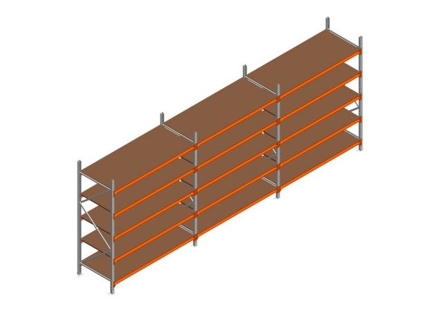 Voordeelrij MP Grootvakstelling 2250x4700x800 hxbxd 5 niveaus RAL2004/Verzinkt 500kg