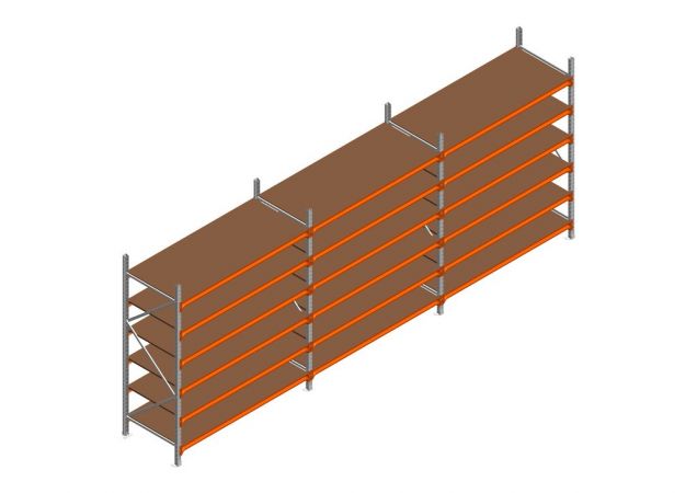Voordeelrij MP Grootvakstelling 2250x4700x800 hxbxd 6 niveaus RAL2004/Verzinkt 500kg