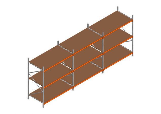 Voordeelrij MP Grootvakstelling 2250x4700x1000 hxbxd 3 niveaus RAL2004/Verzinkt 500kg