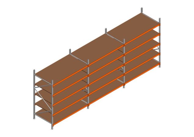 Voordeelrij MP Grootvakstelling 2250x4700x1000 hxbxd 5 niveaus RAL2004/Verzinkt 500kg