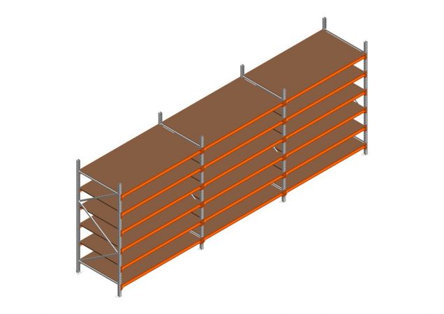Voordeelrij MP Grootvakstelling 2250x4700x1000 hxbxd 6 niveaus RAL2004/Verzinkt 500kg