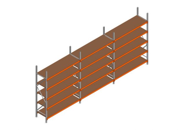 Voordeelrij MP Grootvakstelling 2500x4700x600 hxbxd 5 niveaus RAL2004/Verzinkt 500kg