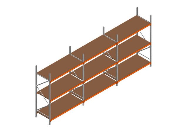 Voordeelrij MP Grootvakstelling 2500x4700x800 hxbxd 3 niveaus RAL2004/Verzinkt 500kg