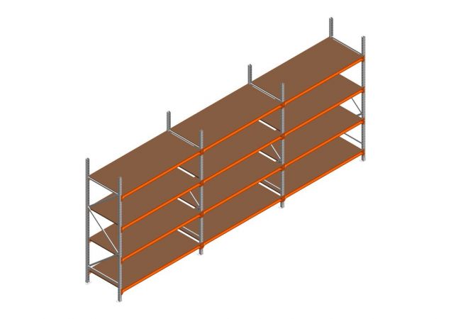 Voordeelrij MP Grootvakstelling 2500x4700x800 hxbxd 4 niveaus RAL2004/Verzinkt 500kg