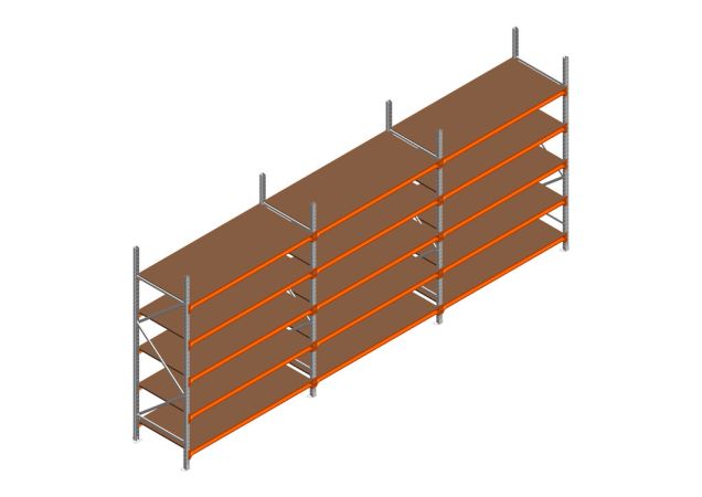 Voordeelrij MP Grootvakstelling 2500x4700x800 hxbxd 5 niveaus RAL2004/Verzinkt 500kg