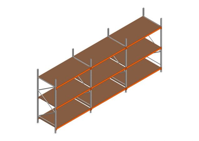 Voordeelrij MP Grootvakstelling 2500x4700x1000 hxbxd 3 niveaus RAL2004/Verzinkt 500kg