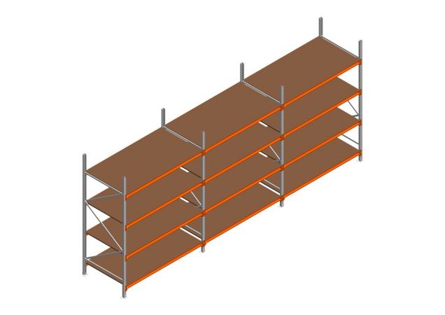 Voordeelrij MP Grootvakstelling 2500x4700x1000 hxbxd 4 niveaus RAL2004/Verzinkt 500kg