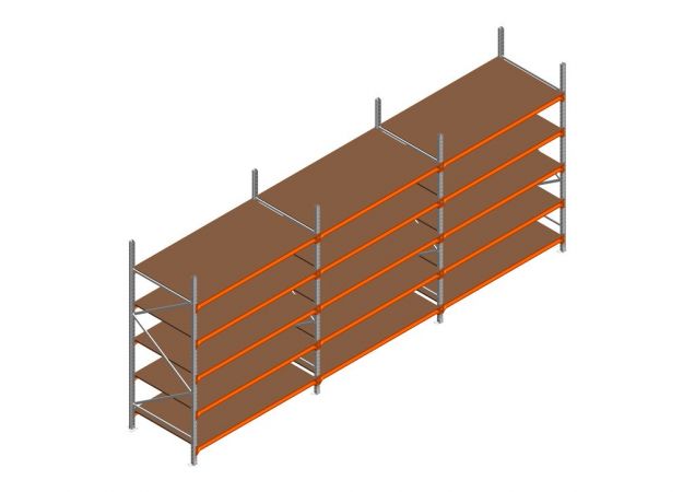 Voordeelrij MP Grootvakstelling 2500x4700x1000 hxbxd 5 niveaus RAL2004/Verzinkt 500kg