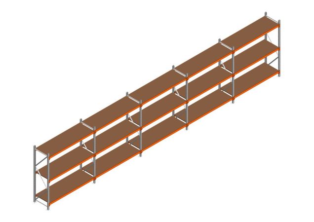 Voordeelrij MP Grootvakstelling 2000x7800x600 hxbxd 3 niveaus RAL2004/Verzinkt 500kg