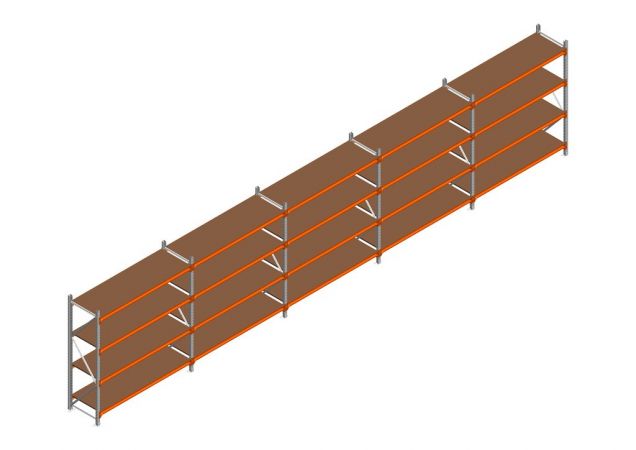 Voordeelrij MP Grootvakstelling 2000x7800x600 hxbxd 4 niveaus RAL2004/Verzinkt 500kg