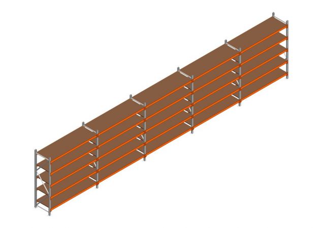 Voordeelrij MP Grootvakstelling 2000x7800x600 hxbxd 5 niveaus RAL2004/Verzinkt 500kg