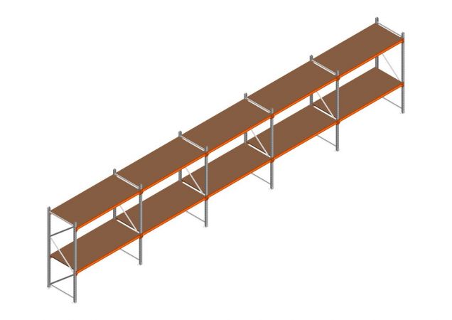 Voordeelrij MP Grootvakstelling 2000x7800x800 hxbxd 2 niveaus RAL2004/Verzinkt 500kg