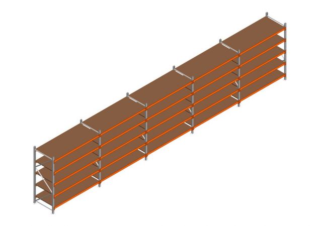 Voordeelrij MP Grootvakstelling 2000x7800x800 hxbxd 5 niveaus RAL2004/Verzinkt 500kg