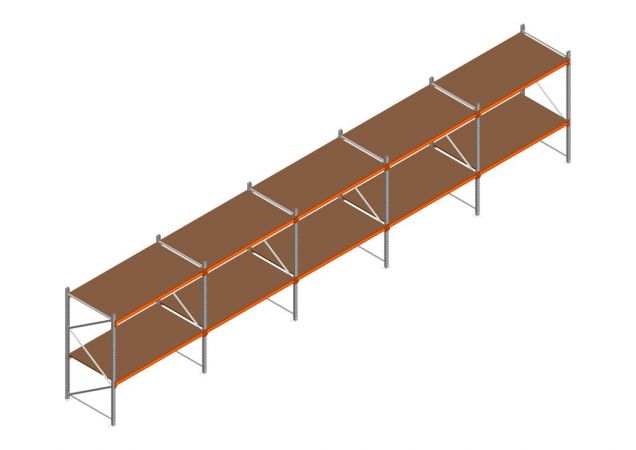 Voordeelrij MP Grootvakstelling 2000x7800x1000 hxbxd 2 niveaus RAL2004/Verzinkt 500kg
