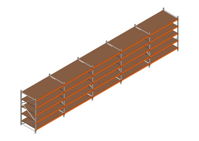 Voordeelrij MP Grootvakstelling 2000x7800x1000 hxbxd 5 niveaus RAL2004/Verzinkt 500kg