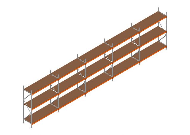 Voordeelrij MP Grootvakstelling 2250x7800x600 hxbxd 3 niveaus RAL2004/Verzinkt 500kg