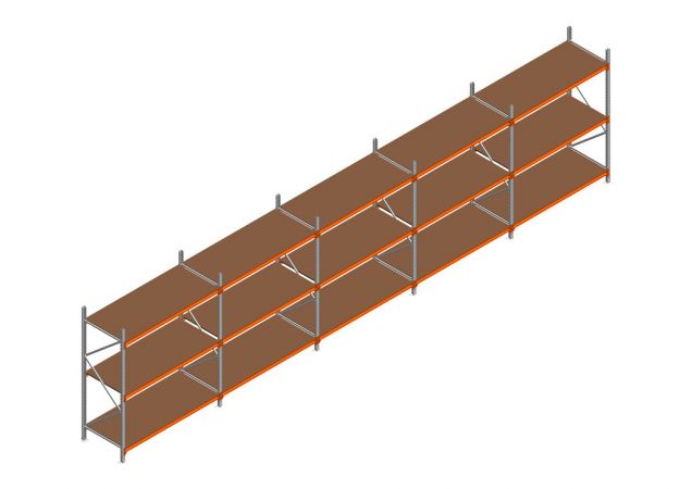 Voordeelrij MP Grootvakstelling 2250x7800x800 hxbxd 3 niveaus RAL2004/Verzinkt 500kg