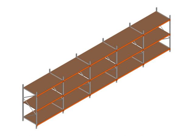 Voordeelrij MP Grootvakstelling 2250x7800x1000 hxbxd 3 niveaus RAL2004/Verzinkt 500kg