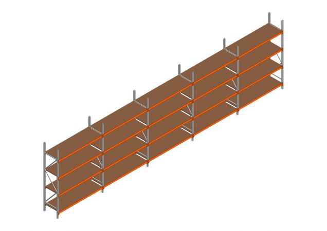 Voordeelrij MP Grootvakstelling 2500x7800x600 hxbxd 3 niveaus RAL2004/Verzinkt 500kg